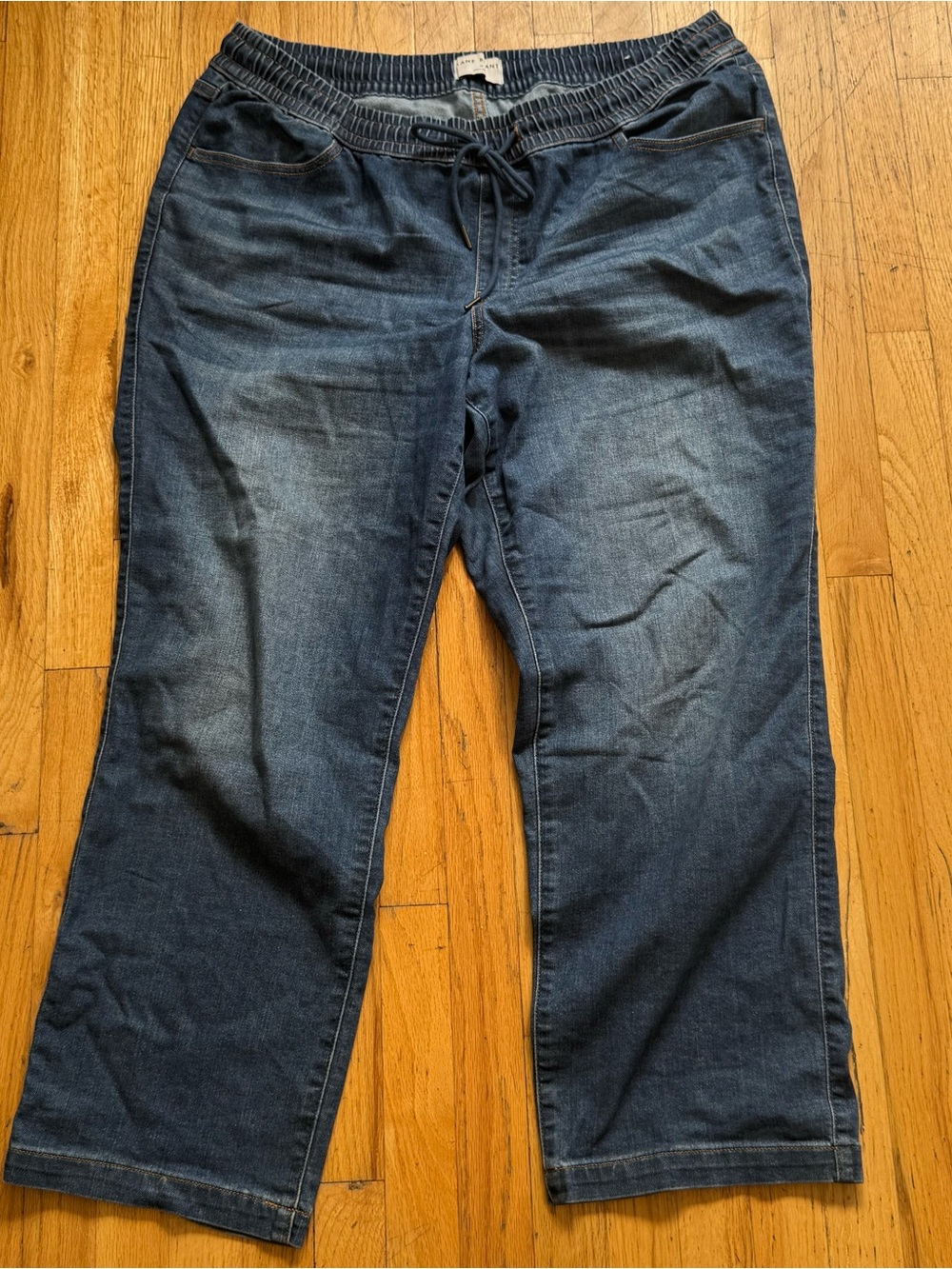 Lane Bryant Straight-Leg Pull-On Jeans in Dark Blue